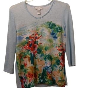 Cathy Daniels V-neck Lightweight Sweater embellished with crystals Size M EUC